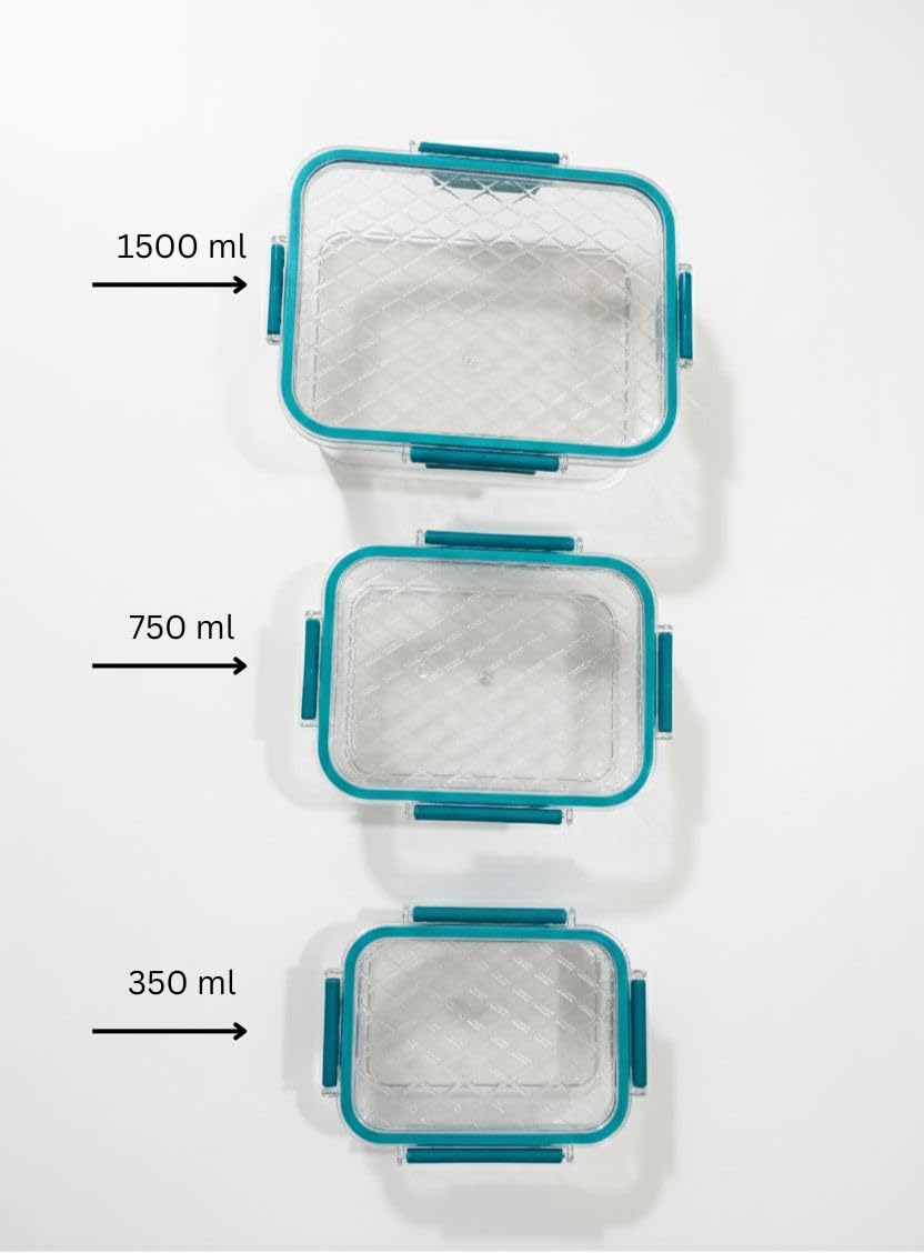 Clip-Lock Airtight Food Containers, Hard Plastic – Set of 3 – photo 4