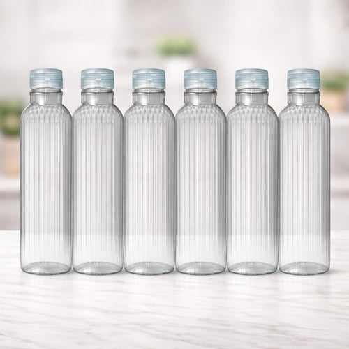 1 Litre Slim Fridge Water Bottle, Ribbed – Pack of 6