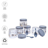 Zadoli Galaxy Printed Plastic Jars with Spoons (Grey, 500 ml & 250 ml) Set of 3