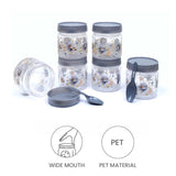 Zadoli Galaxy Printed Plastic Jars with Spoons (Grey, 500 ml & 250 ml) Set of 3