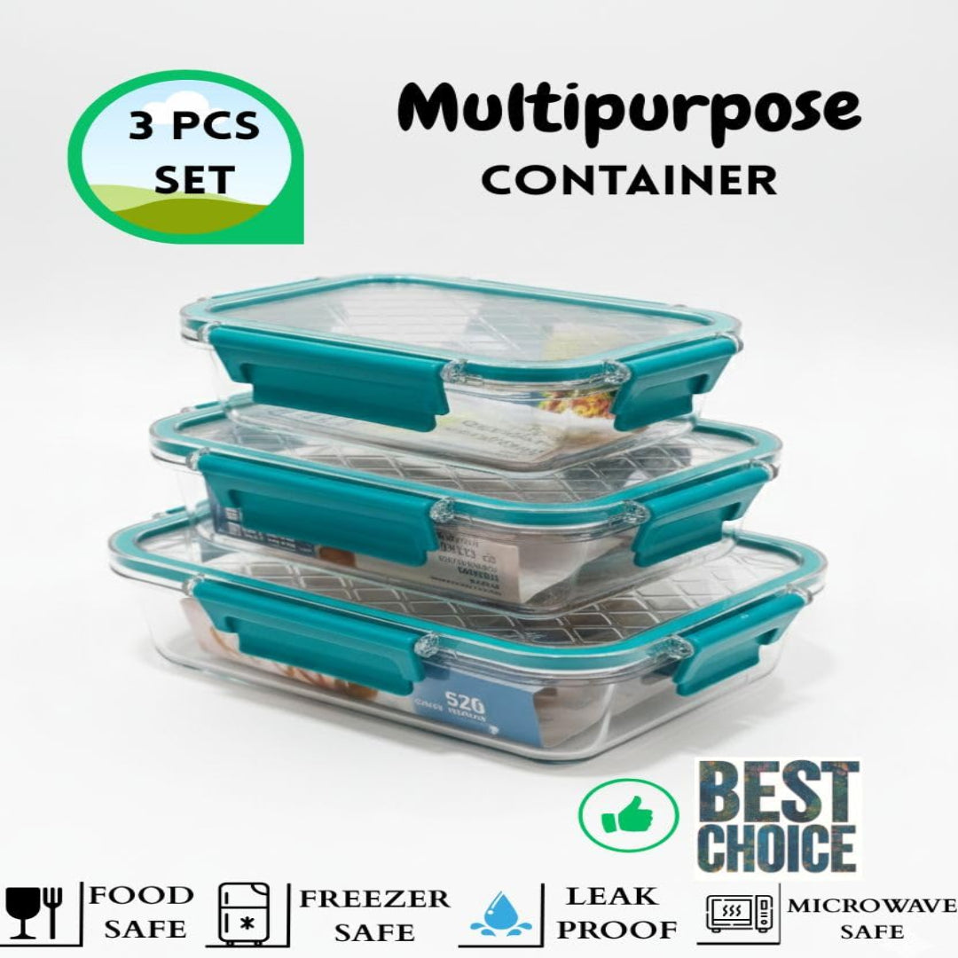 Multipurpose Premium Hard Plastic Containers Set of 3 (1.5L)