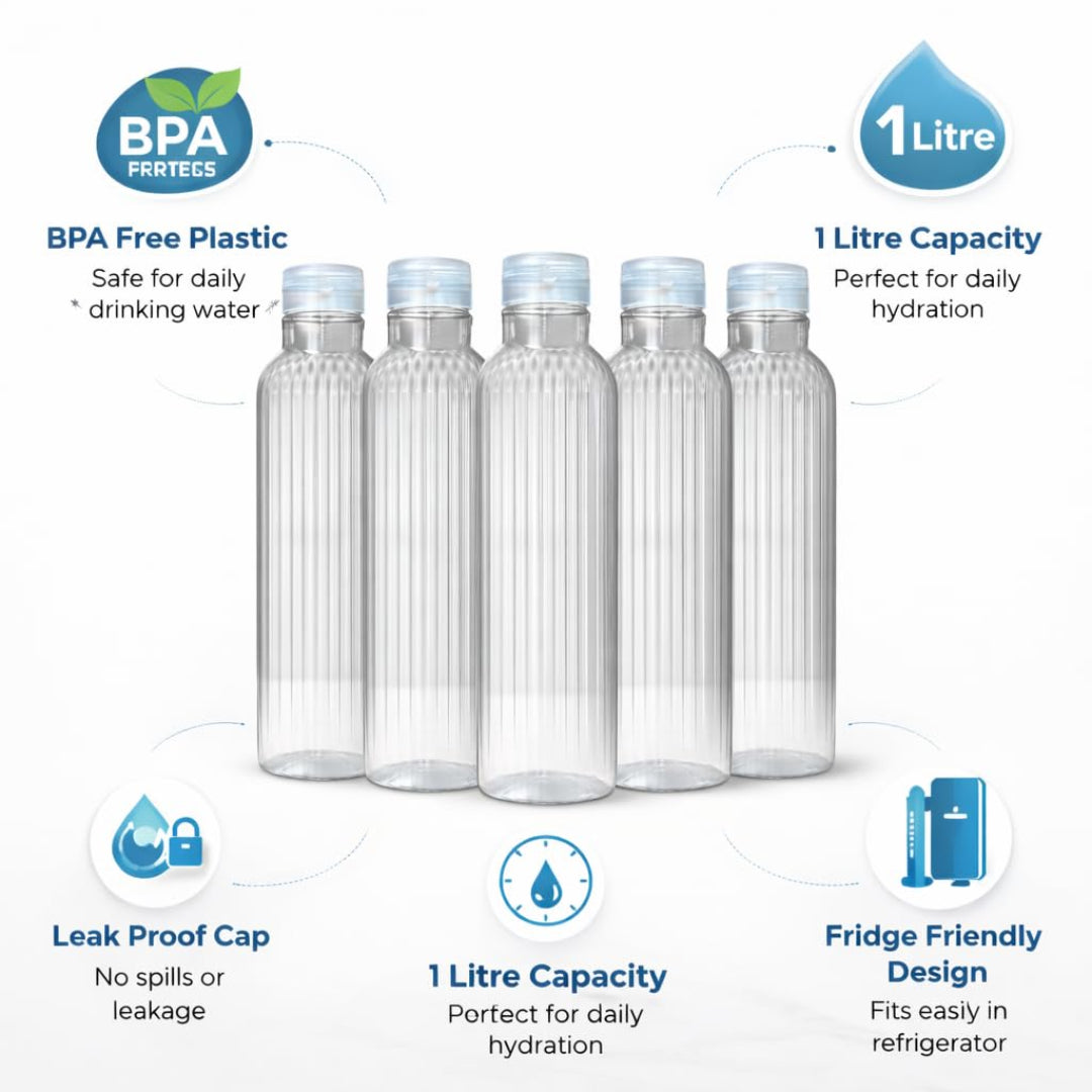 Veer Plast - Alpha 1000ml Water Bottle Pack of 6