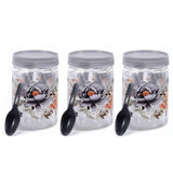 Zadoli Galaxy Printed Plastic Jars with Spoons (Grey, 500 ml & 250 ml) Set of 3