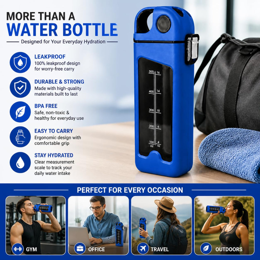 DimaZo H2O Flow Water Bottle 500 ML with Wrist Strap