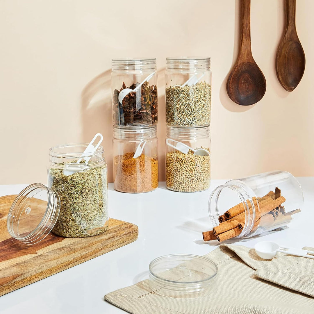 Veer Plast Jigma Storage Jar 500 ML Transparent Set of 4 Transparent