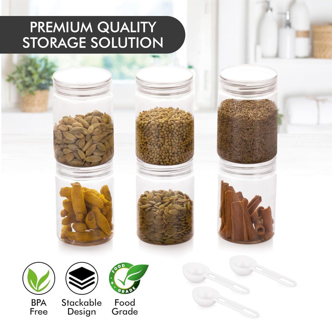 Veer Plast Jigma Storage Jar 500 ML Transparent Set of 4 Transparent