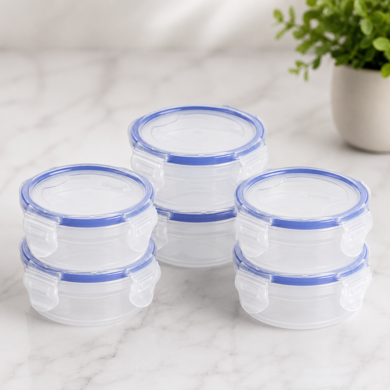 Veer Plast - Lock & Seal Clip and Lock Container Set of 6 (300 ml)
