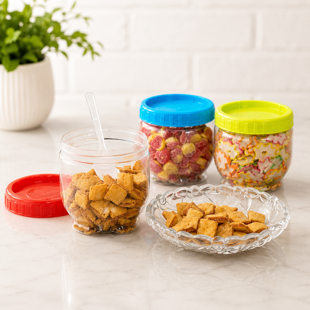 450 ml & 200 ml  Green,Blue & Red Intercity Plastic Container Set of 6