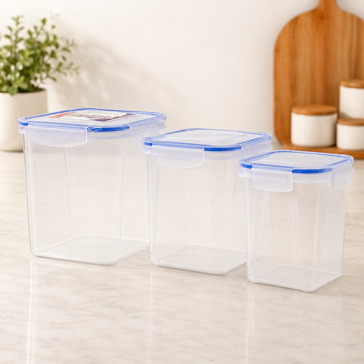 Zadoli Milan Square 1000 ml, 1500 ml, 2500 ml Air Tight Locked Food Container Set of 3