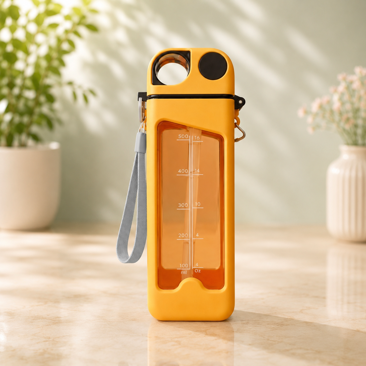 DimaZo H2O Flow Water Bottle 500 ML with Wrist Strap