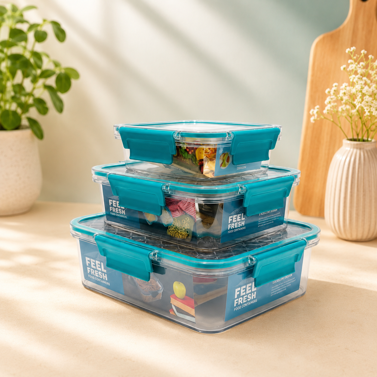 Multipurpose Premium Hard Plastic Containers Set of 3 (1.5L)
