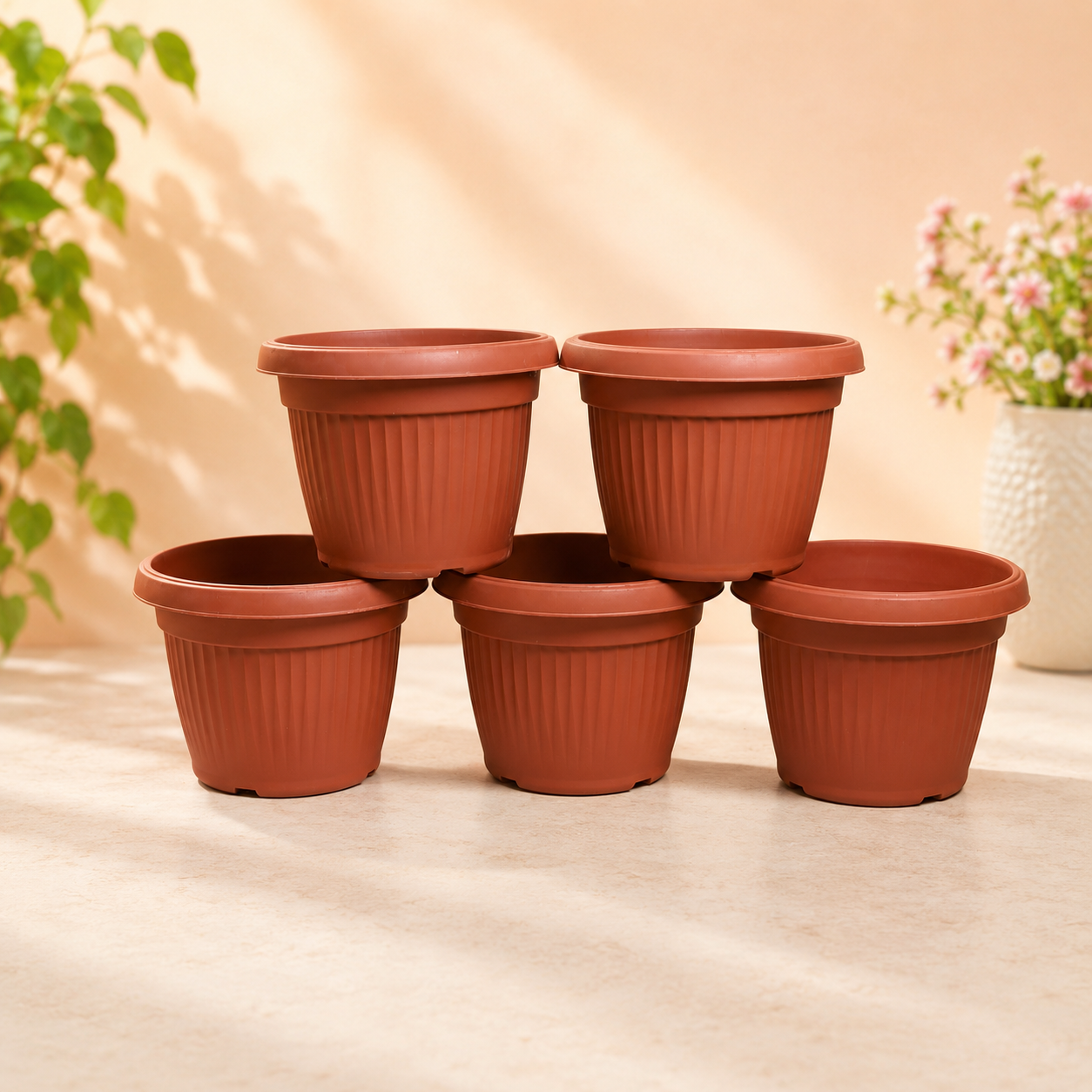 Veer Plast - Green City Plastic Plant Pots Set of 4/6