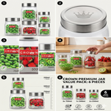Veer Plast - Crown Jar | Steel Cap Jar Set  | 750 ML, 500 ML & 250 ML | Silver