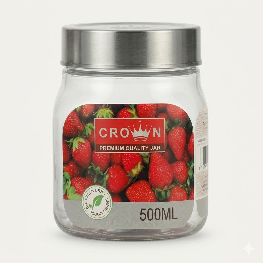 Veer Plast - Crown Jar | Steel Cap Jar Set  | 750 ML, 500 ML & 250 ML | Silver