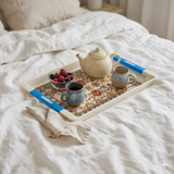 Zadoli Vip Printed Plastic Serving Tray with Handles – Blue Leaf Design (Set of 3)