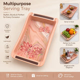 Zadoli Welcome Printed Plastic Serving Tray with Handles – Light Pink Flower Design