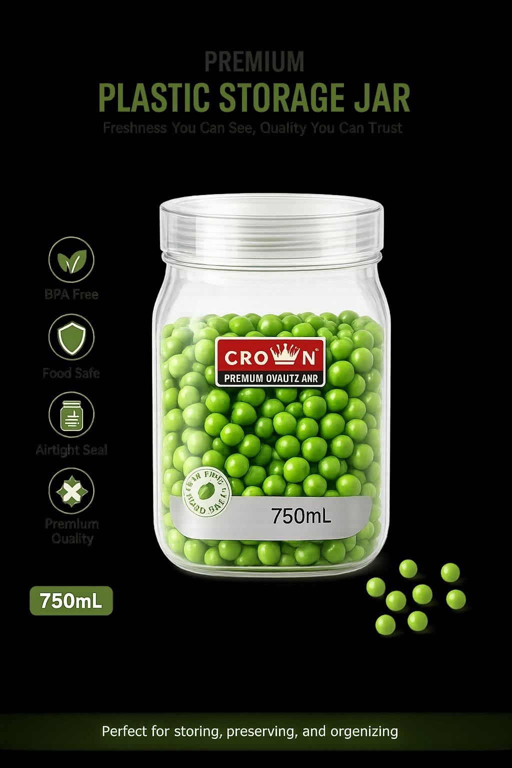 Veer Plast Crown 750ml/1000 ml Containers - (★PACK OF 4★)