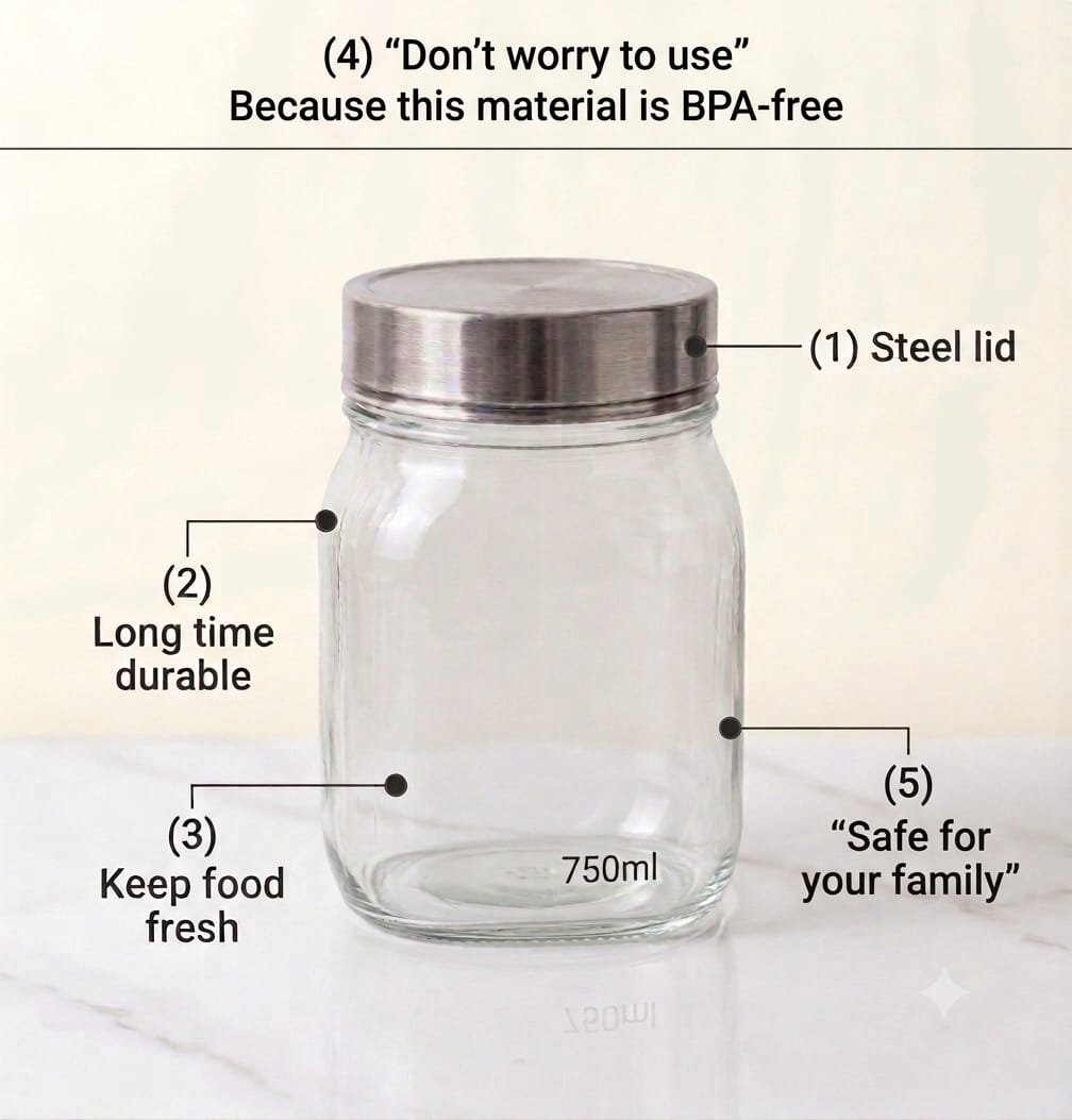 Veer Plast - Crown Jar | Steel Cap Jar Set ' Silver(★ PACK OF 3&6 ★)