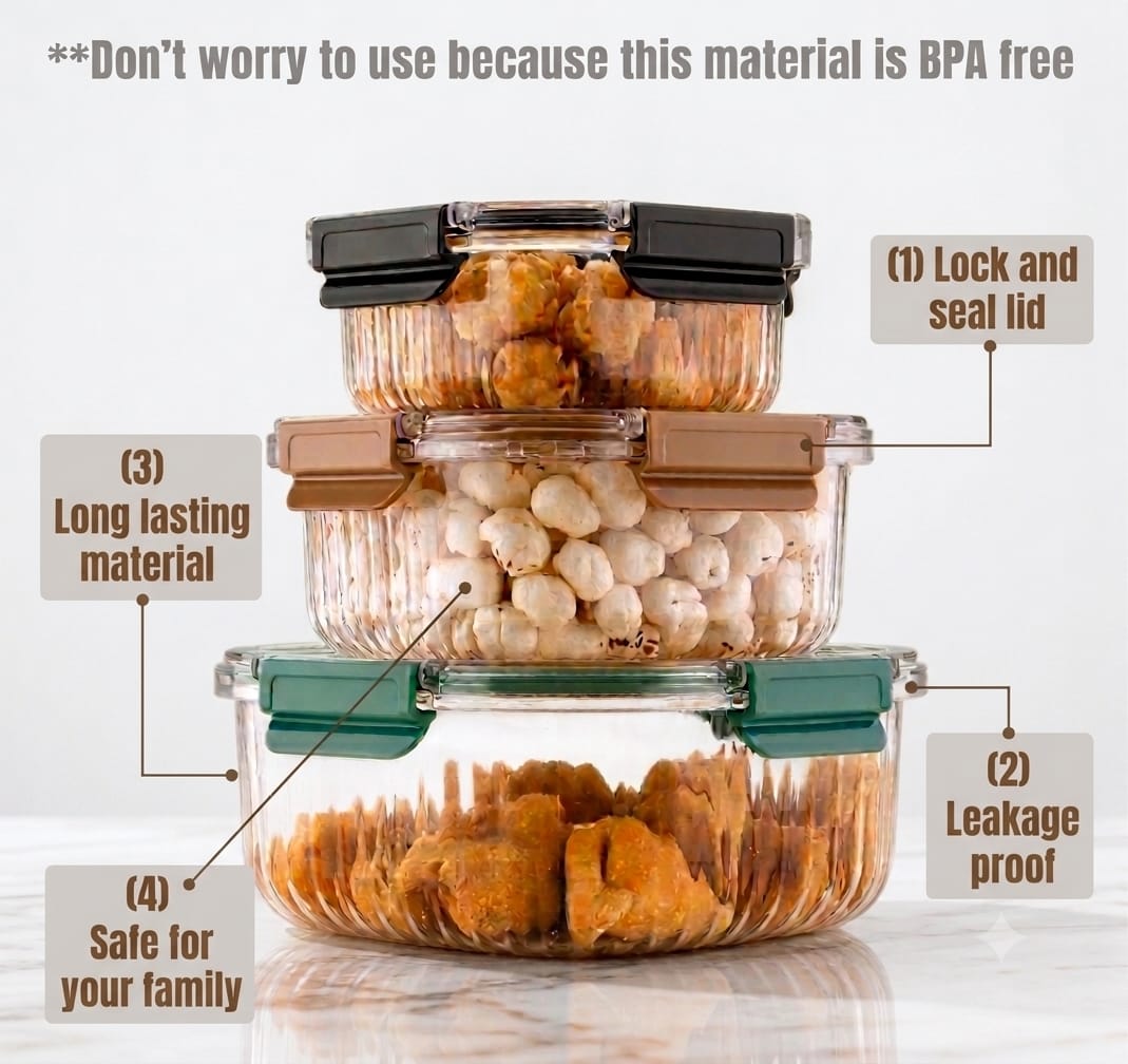Airtight Crystela Container Transparent (★PACK OF 3★)