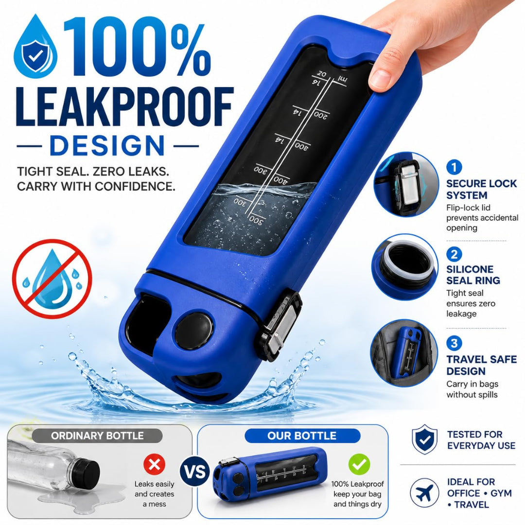 DimaZo H2O Flow Water Bottle 500 ML with Wrist Strap
