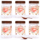 Zadoli Galaxy Printed Plastic Jars with Spoons (Floral, 500 ml & 250 ml) Set of 3