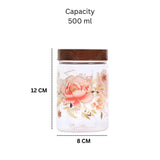 Zadoli Galaxy Printed Plastic Jars with Spoons (Floral, 500 ml & 250 ml) Set of 3