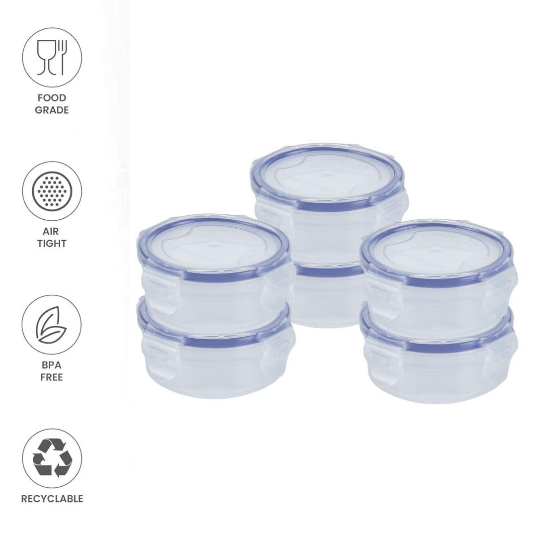 Veer Plast - Lock & Seal Clip and Lock Container Set of 6 (300 ml)