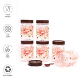 Zadoli Galaxy Printed Plastic Jars with Spoons (Floral, 500 ml & 250 ml) Set of 3