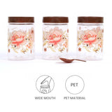 Zadoli Galaxy Printed Plastic Jars with Spoons (Floral, 500 ml & 250 ml) Set of 3