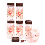 Zadoli Galaxy Printed Plastic Jars with Spoons (Floral, 500 ml & 250 ml) Set of 3