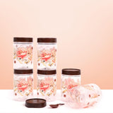 Zadoli Galaxy Printed Plastic Jars with Spoons (Floral, 500 ml & 250 ml) Set of 3