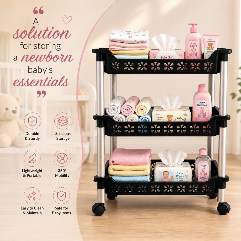 3-Layer Storage Rack with Wheels – Kitchen & Home Organiser – photo 2