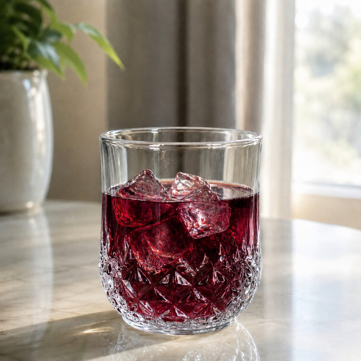 Crystal Design Plastic Drinking Glasses Set of 6