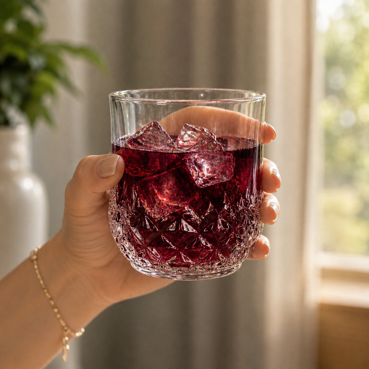 Crystal Design Plastic Drinking Glasses Set of 6