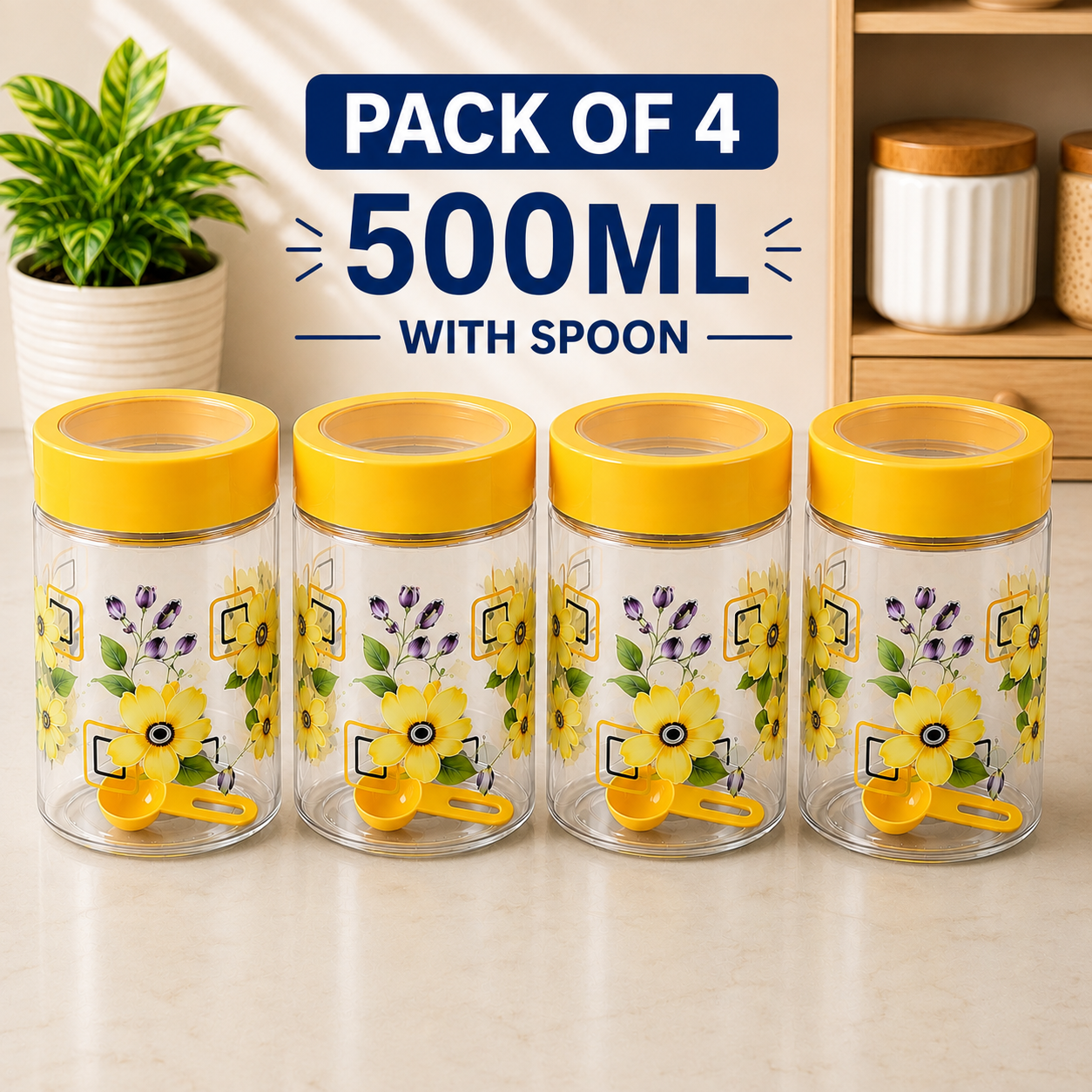 Veer Dream Storage Jar | 500Ml | Bpa Free | (★Pack Of 4★)
