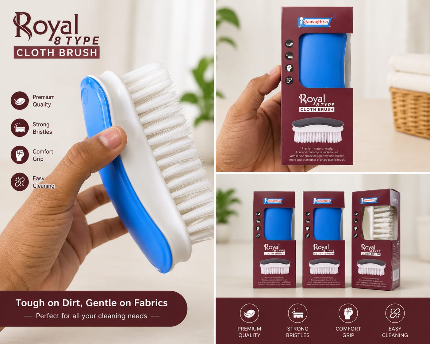 Royal Cloth Scrub  |Bathroom, Kitchen & Tile Cleaning Brush|  (★Pack of 3★)