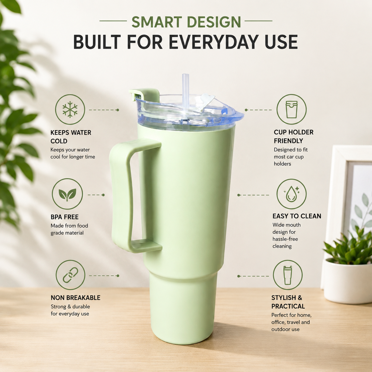 1.5 Litre Water Jug with Lid, Handle & Straw – photo 4