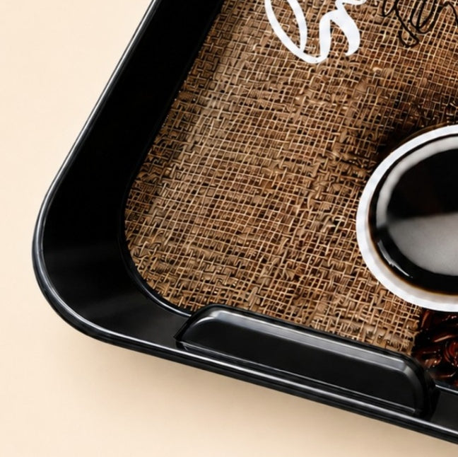 Coffee Print Serving Tray with Handles – Black, Rectangular – photo 4