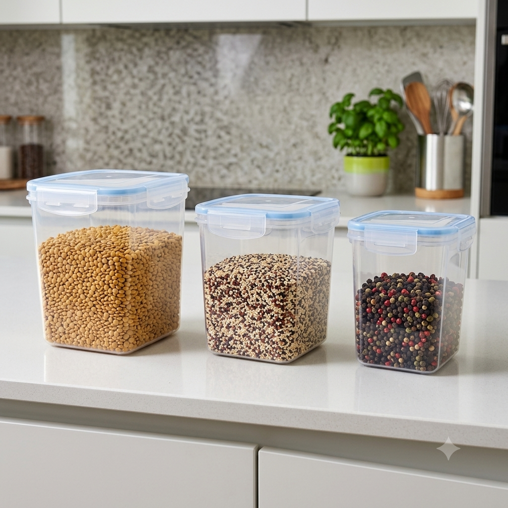 Zadoli Milan Square 1000 ml, 1500 ml, 2500 ml Air Tight Locked Food Container (★PACK OF 3★)