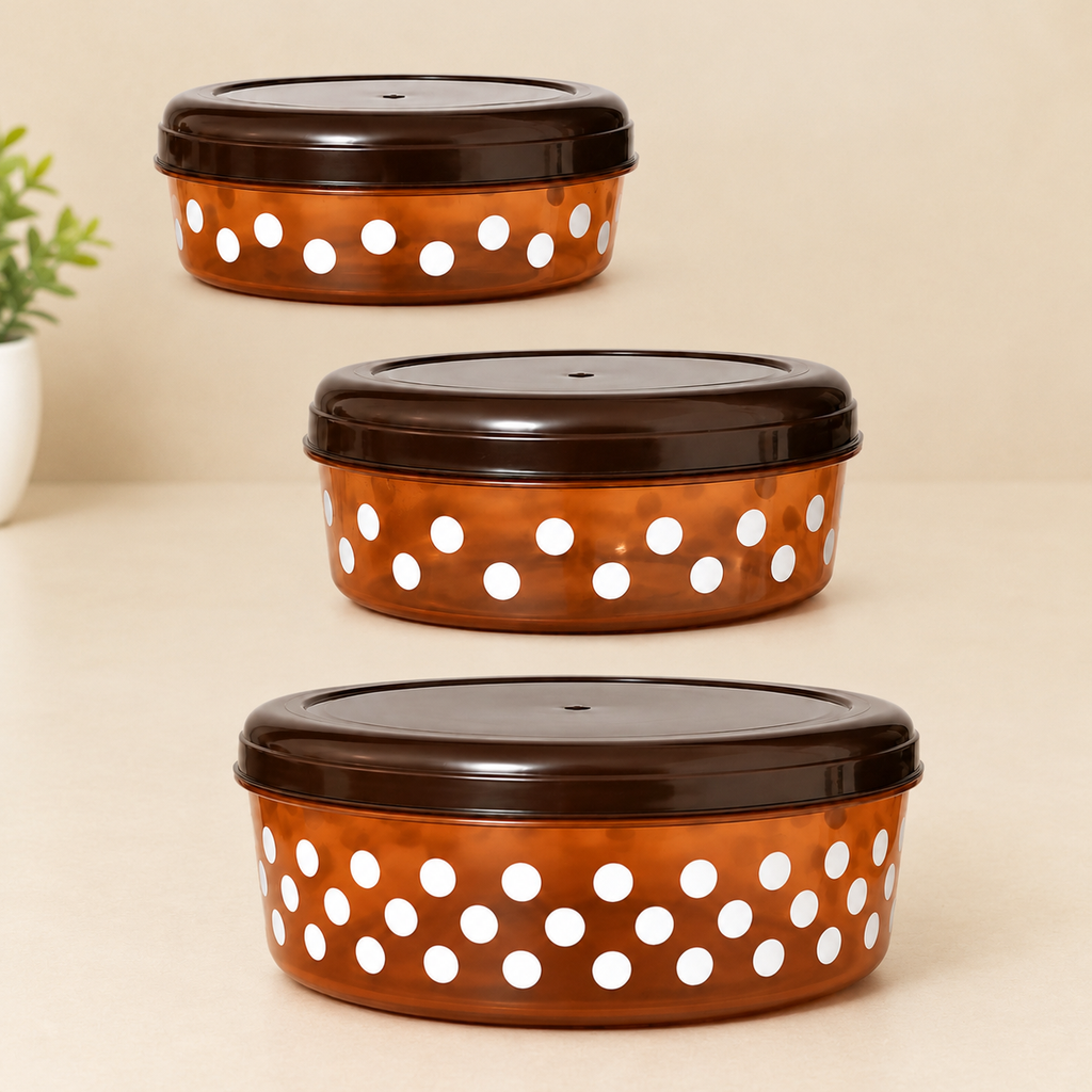 Multi-Size Food Storage Containers, Polka Dot – Set of 3