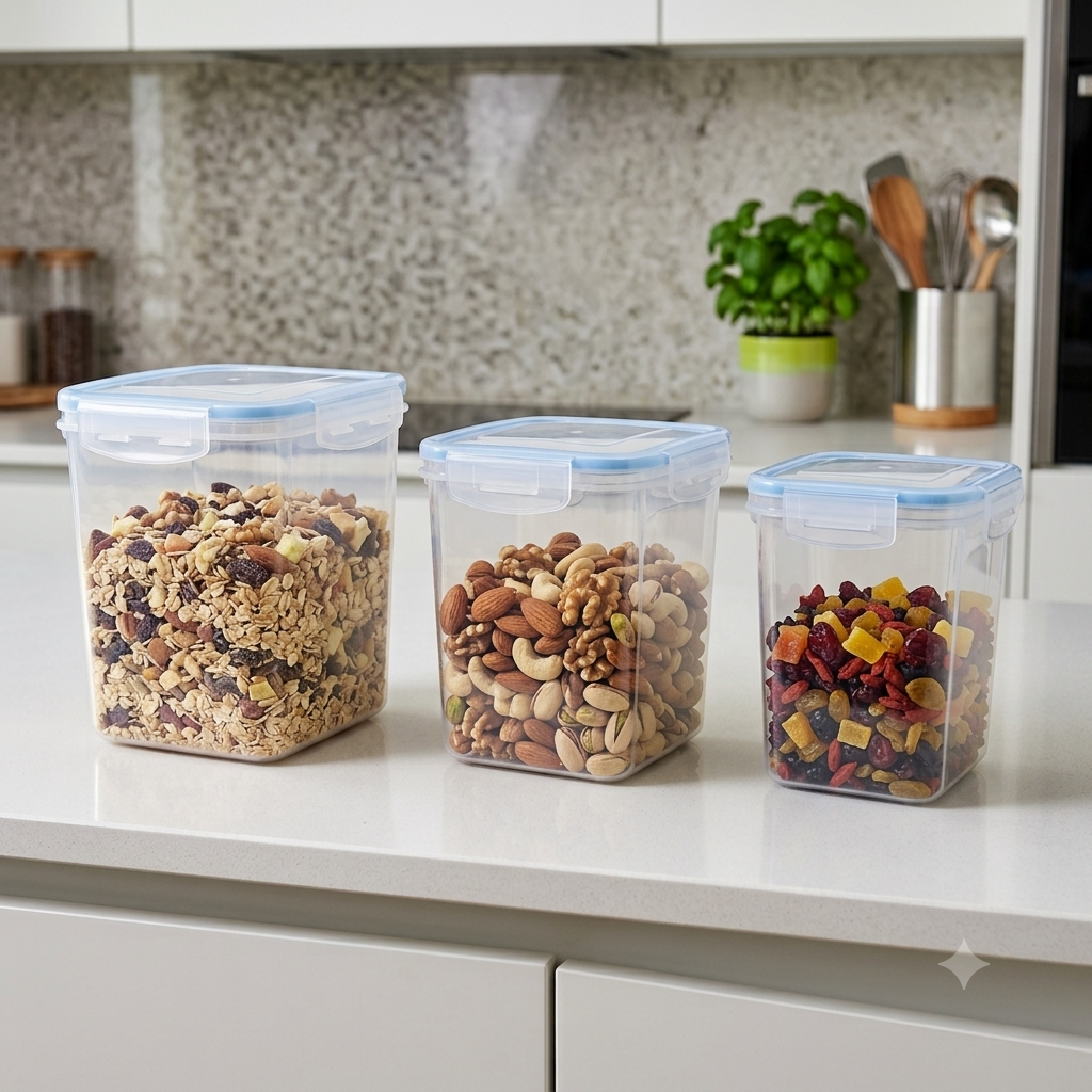 Zadoli Milan Square 1000 ml, 1500 ml, 2500 ml Air Tight Locked Food Container (★PACK OF 3★)