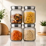 Veer Plast - Sentosa | Steel Cap Primium Quality Jar Set | 200 TO 1000 ML| (★Pack of 4★)