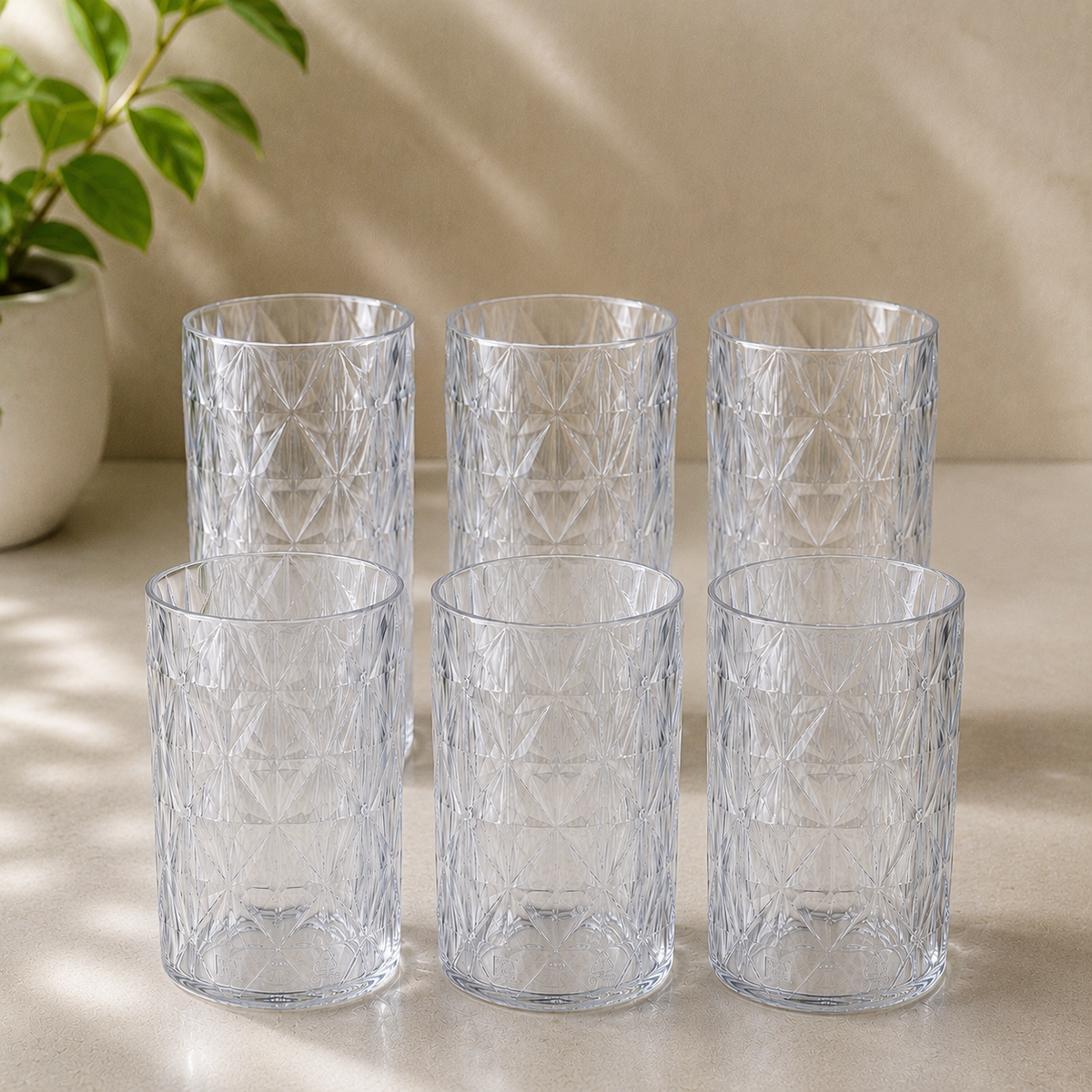 300ml Diamond-Cut Drinking Glasses – Pack of 6 – photo 4