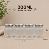 Veer Plast - Sentosa | Steel Cap Primium Quality Jar Set | 200 TO 1000 ML| (★Pack of 4★)