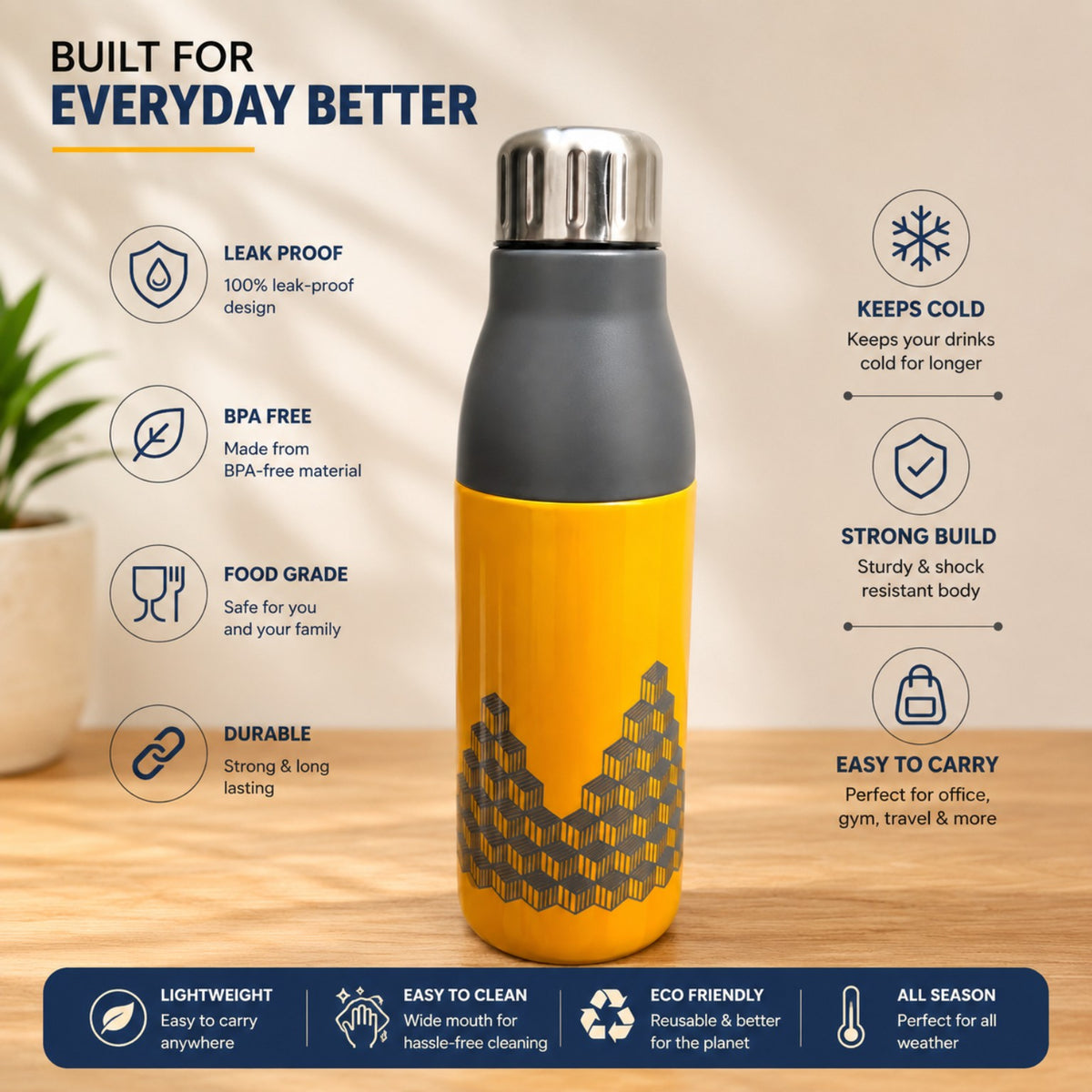 800ml Insulated Water Bottle for Home, Office & Travel – Pack of 2 – photo 2