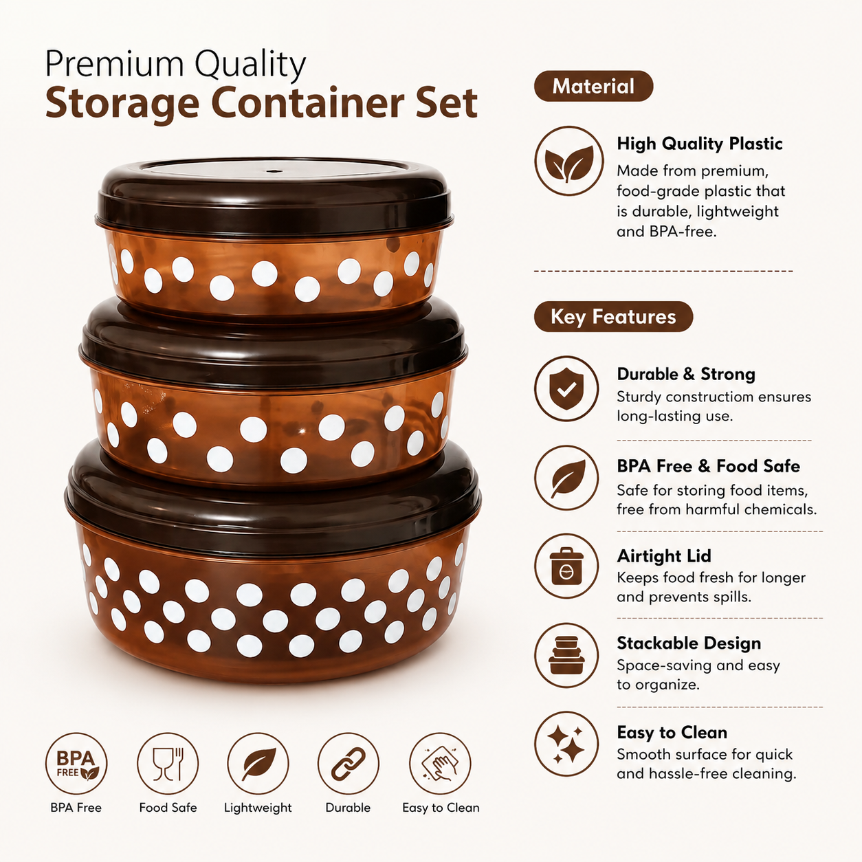 Multi-Size Food Storage Container Set (★Set Of 3★)