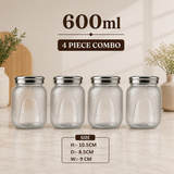 Veer Plast - Sentosa | Steel Cap Primium Quality Jar Set | 200 TO 1000 ML| (★Pack of 4★)