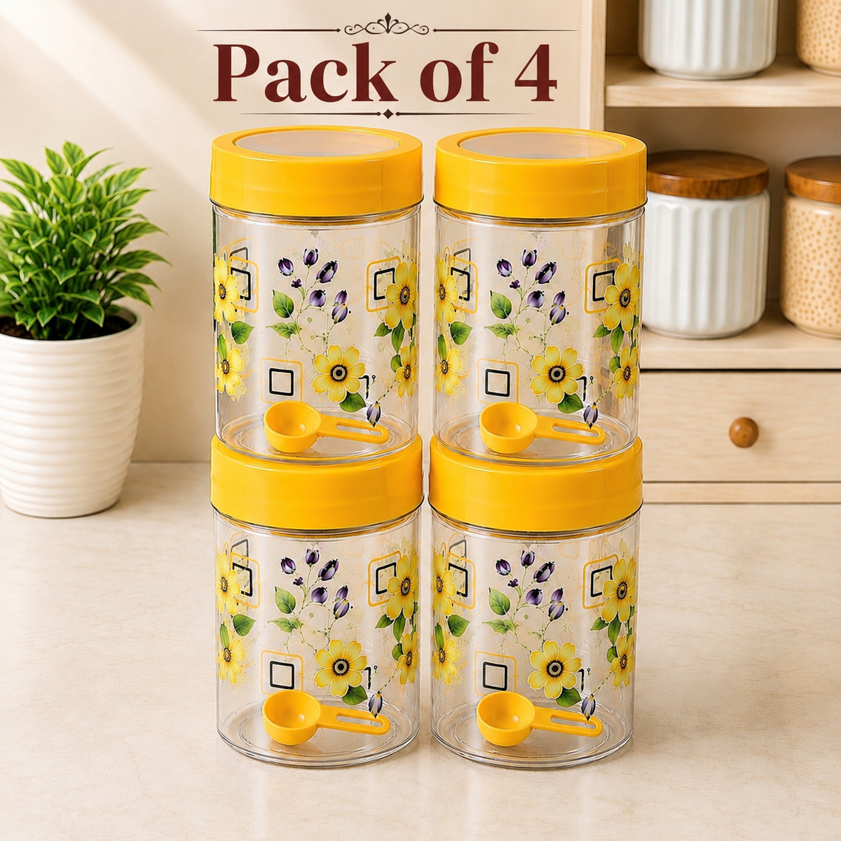 500ml Airtight Storage Containers with Spoon | Kitchen Storage Container Set of 4