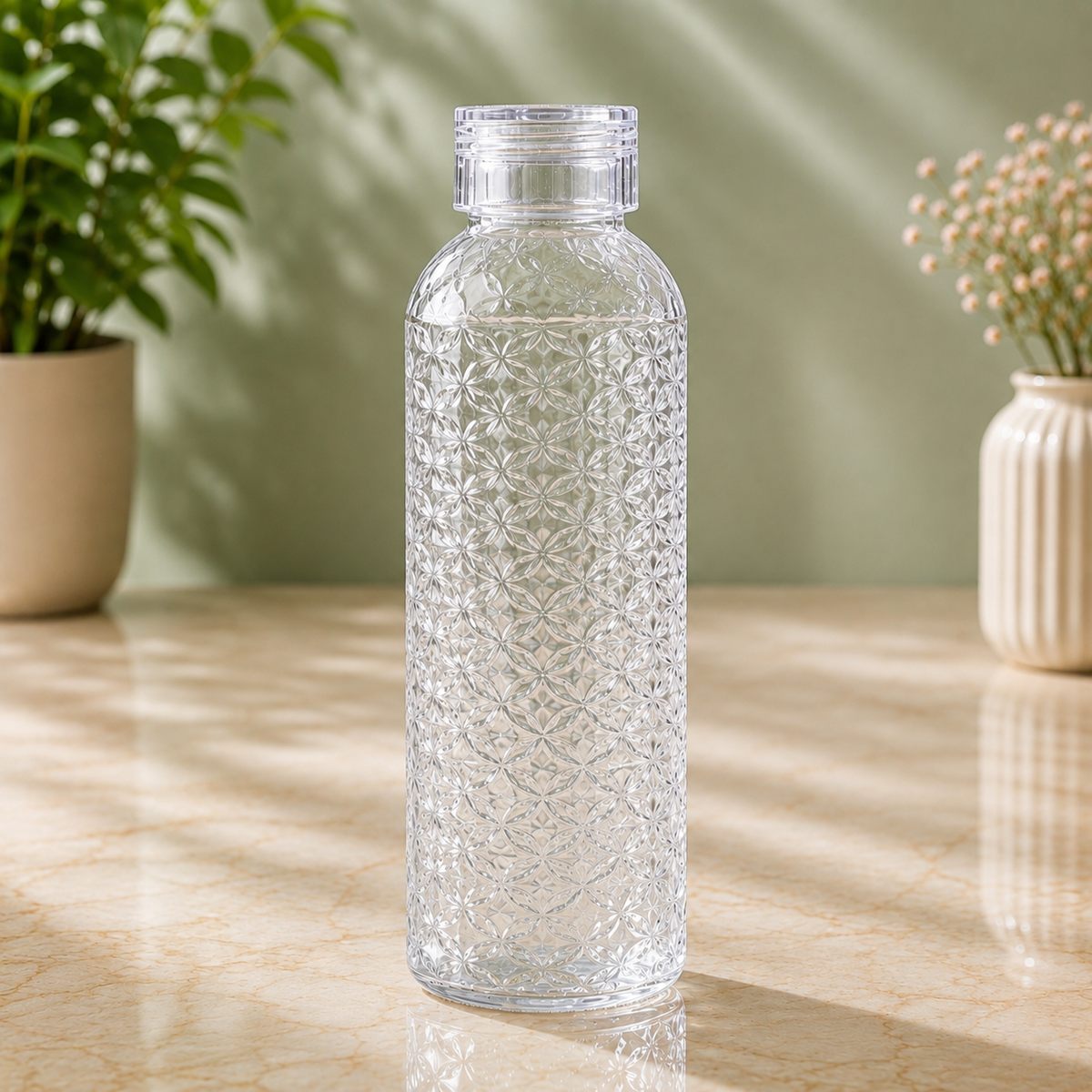 1 Litre Crystal Pattern Water Bottle – BPA-Free, Pack of 6 – photo 2