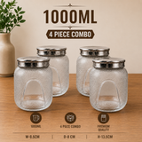 Veer Plast - Sentosa | Steel Cap Primium Quality Jar Set | 200 TO 1000 ML| (★Pack of 4★)